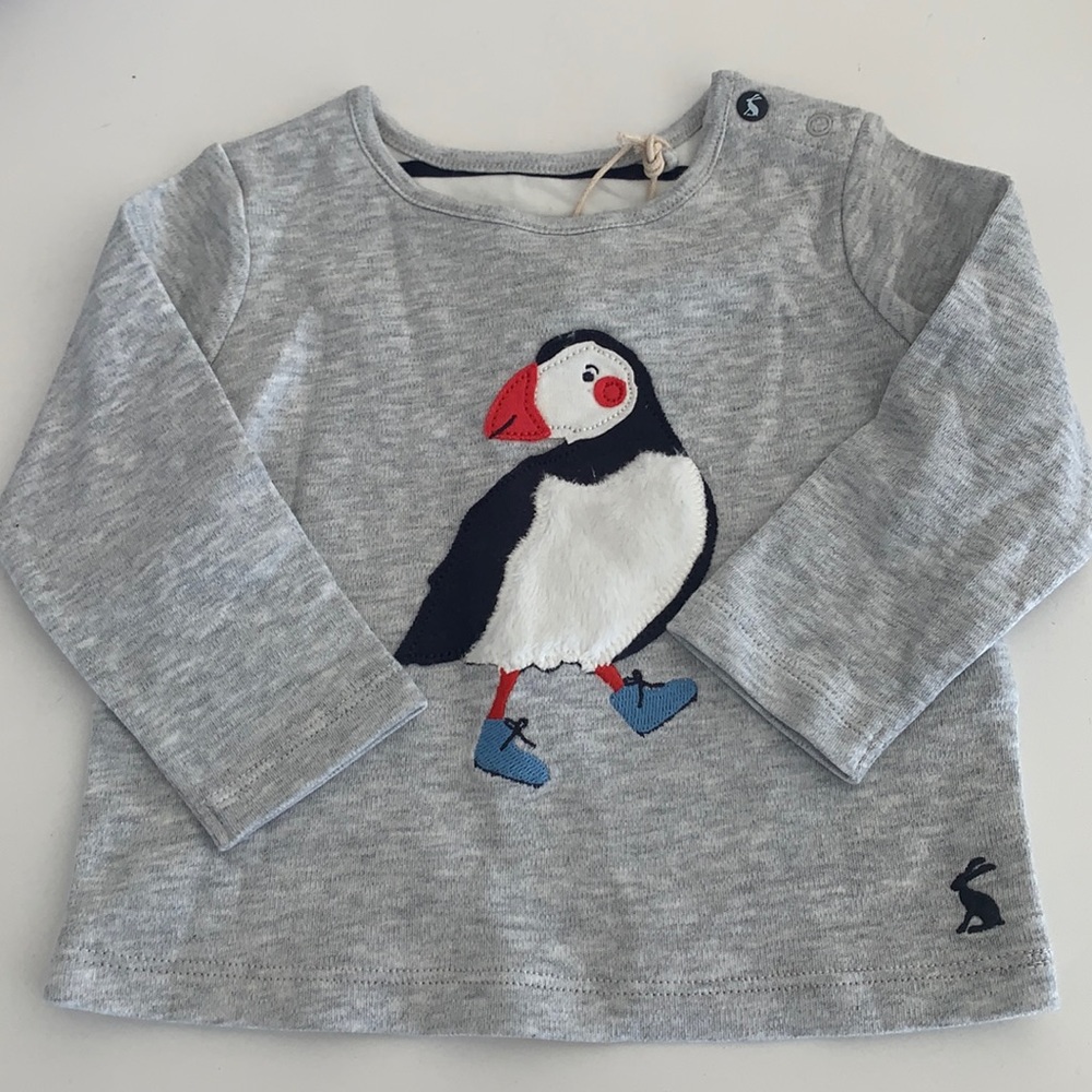 Joules Puffin Grey Long Sleeve Tee